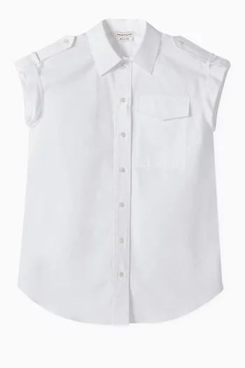 Patch-pocket Shirt in Organic Cotton-poplin