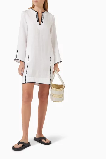 Pyrgi Embroidered Mini Dress in Linen