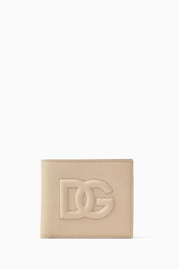 محفظة ثنائية الطيّ بشعار الماركة البارز جلد