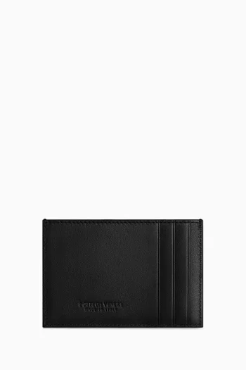 Cassette Credit Card Case in Intreccio Leather