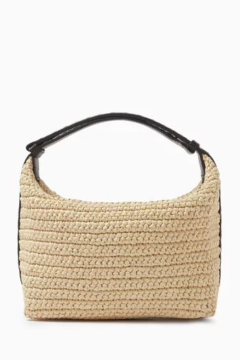 Mini Wallace Shoulder Bag in Raffia Crochet & Intrecciato Nappa