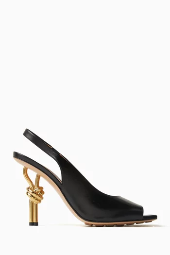 Knot 90 Open-toe Slingback Pumps in Leather