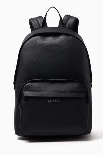 Logo Backpack in Faux Leather