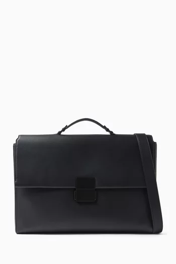 Iconic Plaque Laptop Bag in Faux Leather