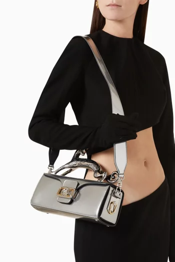 Medium Pencil Cat Bag in Metallic Leather