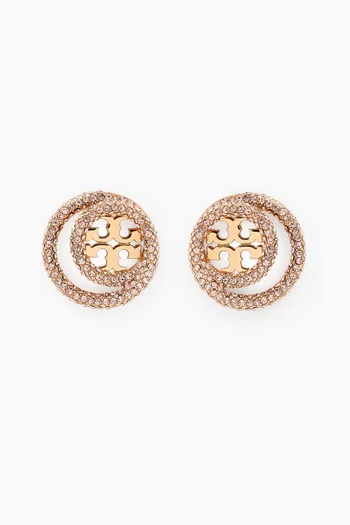Miller Pavé Double Ring Stud Earring in Gold-plated Brass