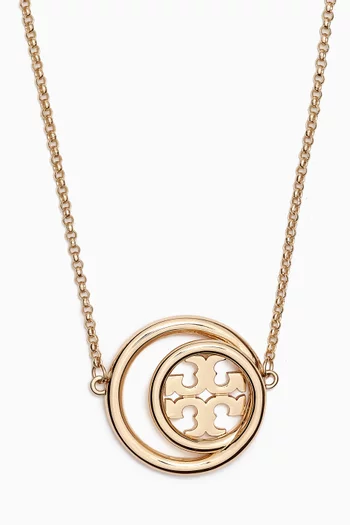 Miller Double Ring Pendant Necklace in Gold-plated Brass