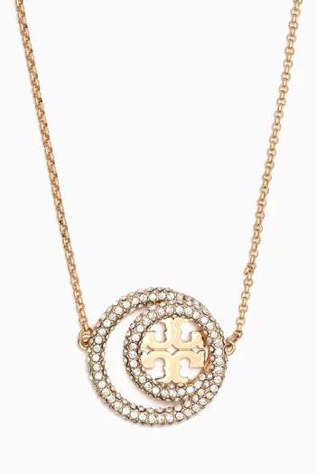 Miller Pavé Double Ring Pendant Necklace in Gold-plated Brass