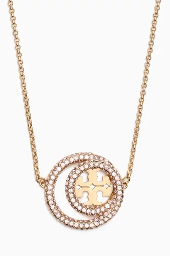 Miller Pavé Double Ring Pendant Necklace in Gold-plated Brass