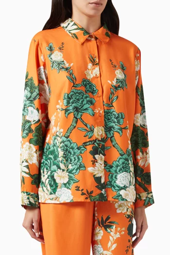 Floral-print Shirt in Viscose-crepe