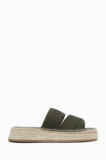 Mila Espadrille Slides in Embroidered Linen