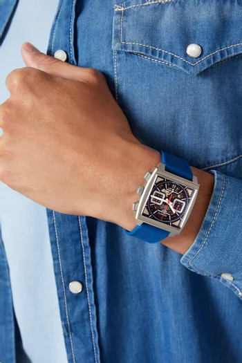 Monaco Automatic Chronograph Titanium & Leather Watch, 39mm