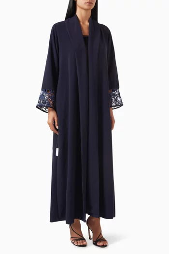Zainah Cut Abaya in Polycrepe & Lace