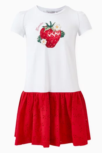 Strawberry-print Dress in Cotton Jersey
