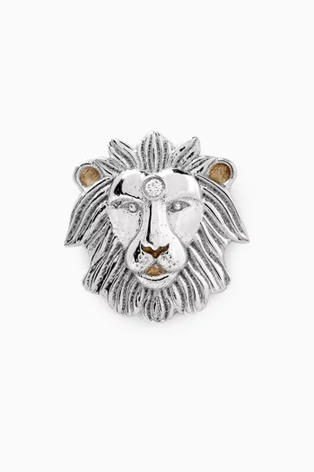 Lion Single Earring in 18kt White Gold