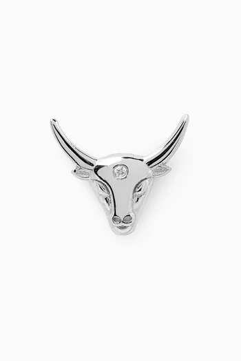 Bull Single Earring in 18kt White Gold