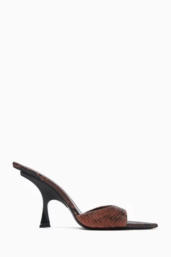 Ester 95 Mule Sandals in Python-embossed Leather