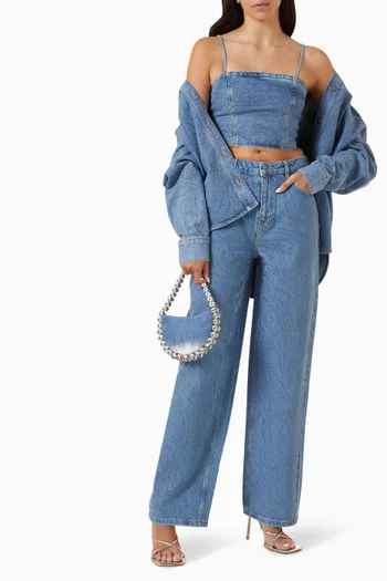 Emili Rhinestone Top in Denim