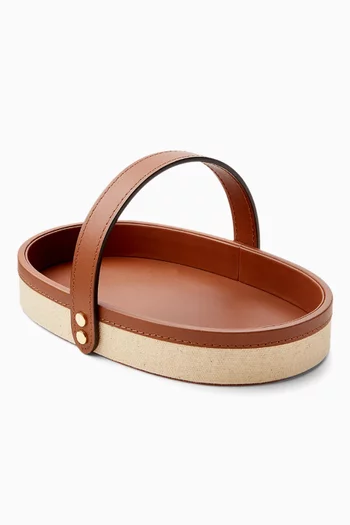 Garrett Double Nut Bowl in Leather and Glass
