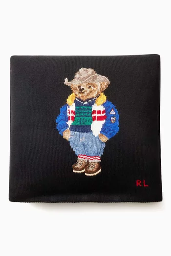 Ski Polo Bear Throw Pillow in Wool