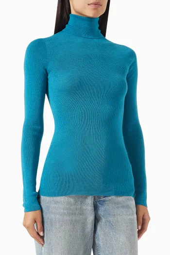 Ribbed Turtleneck Sweater in Merino Wool-knit
