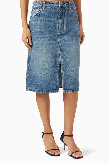 Midi Skirt in Organic Cotton-denim