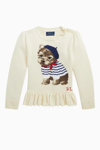 Dog Peplum Sweater in Cotton