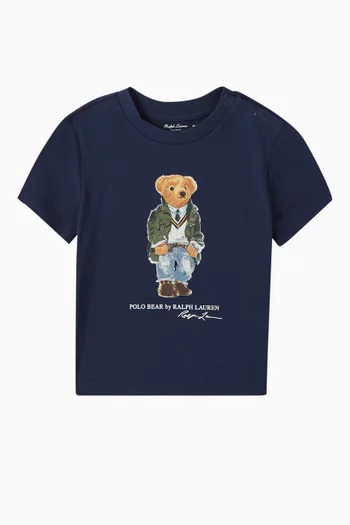 Bear Print T-shirt in Cotton