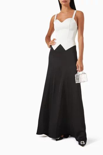 Two-tone Maxi Dress in Satin