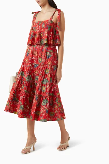 Aspen Midi Skirt in Cotton Poplin