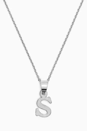 Letter 'S' Initials Pendant Necklace in Sterling Silver