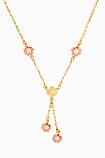 Little Princess Flower Lariat Necklace in 18kt Gold-plated Silver