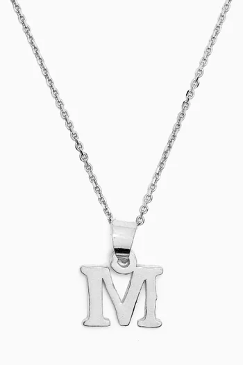Letter 'M' Initials Pendant Necklace in Sterling Silver