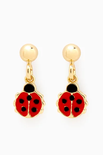 Little Princess Ladybug Earrings in 18kt Gold-plated Silver