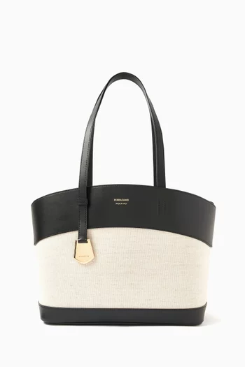 Charming Tote Bag in Leather & Canvas