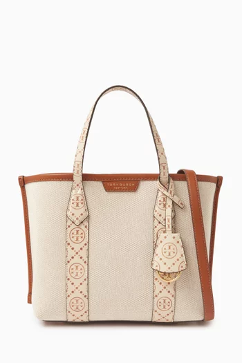 Small Perry Triple-Compartment Tote Bag in Canvas