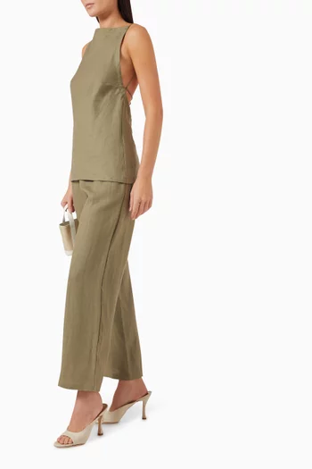 Antibes Open-back Top in Linen