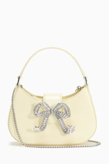 Crescent Diamanté Bow Bag in Leather