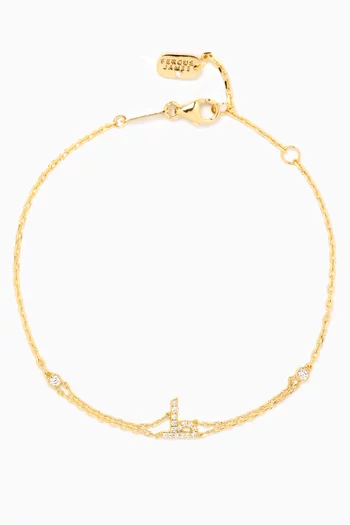 Arabic Letter Taa/T' ط Diamond Bracelet in 18kt Gold