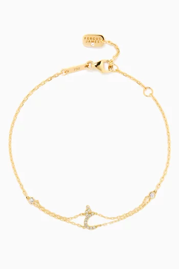 Arabic Letter 'G' غ Diamond Bracelet in 18kt Gold