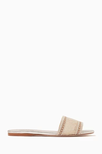 Roma Flat Slides in Organic Cotton Lace