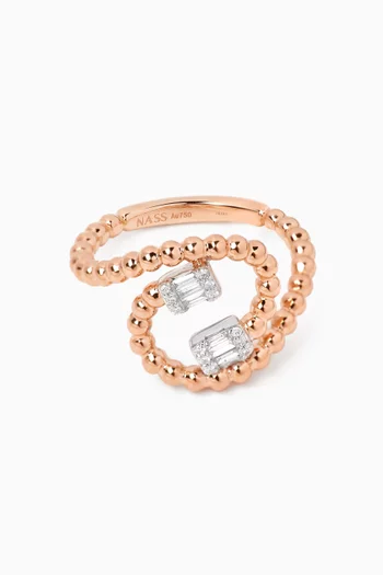 Curved Diamond Ring in 18kt Rose Gold