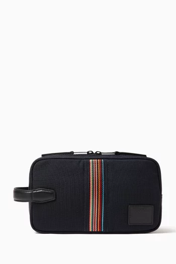 Signature Stripe Wash Bag in Textured Mesh