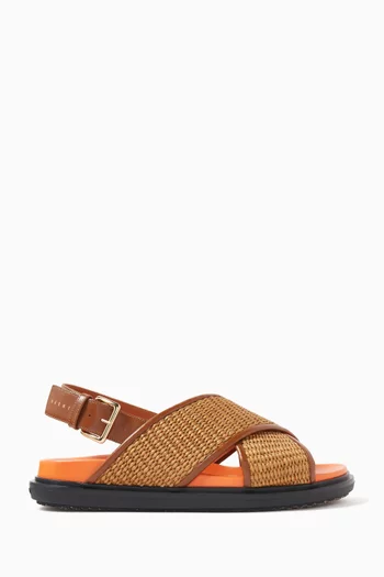Fussbett Crossover Sandals in Raffia & Leather