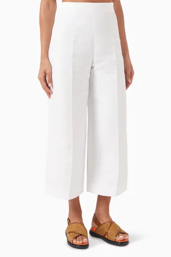 High-rise Box Pleat Pants in Cotton