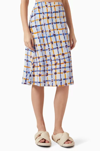 Printed Midi Skirt in Silk