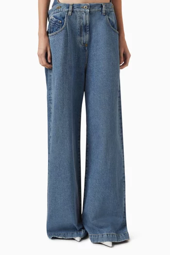 Layered Baggy Wide-leg Jeans