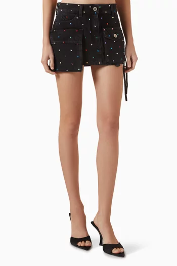 Fay Embellished Mini Skirt in Denim