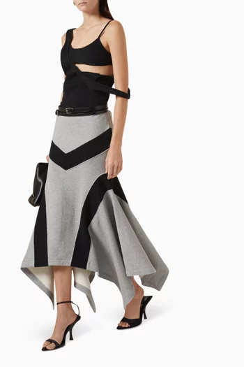 Asymmetric Midi Skirt in Brushed Fleece