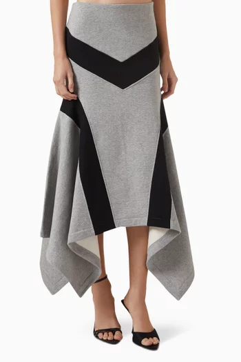 Asymmetric Midi Skirt in Brushed Fleece